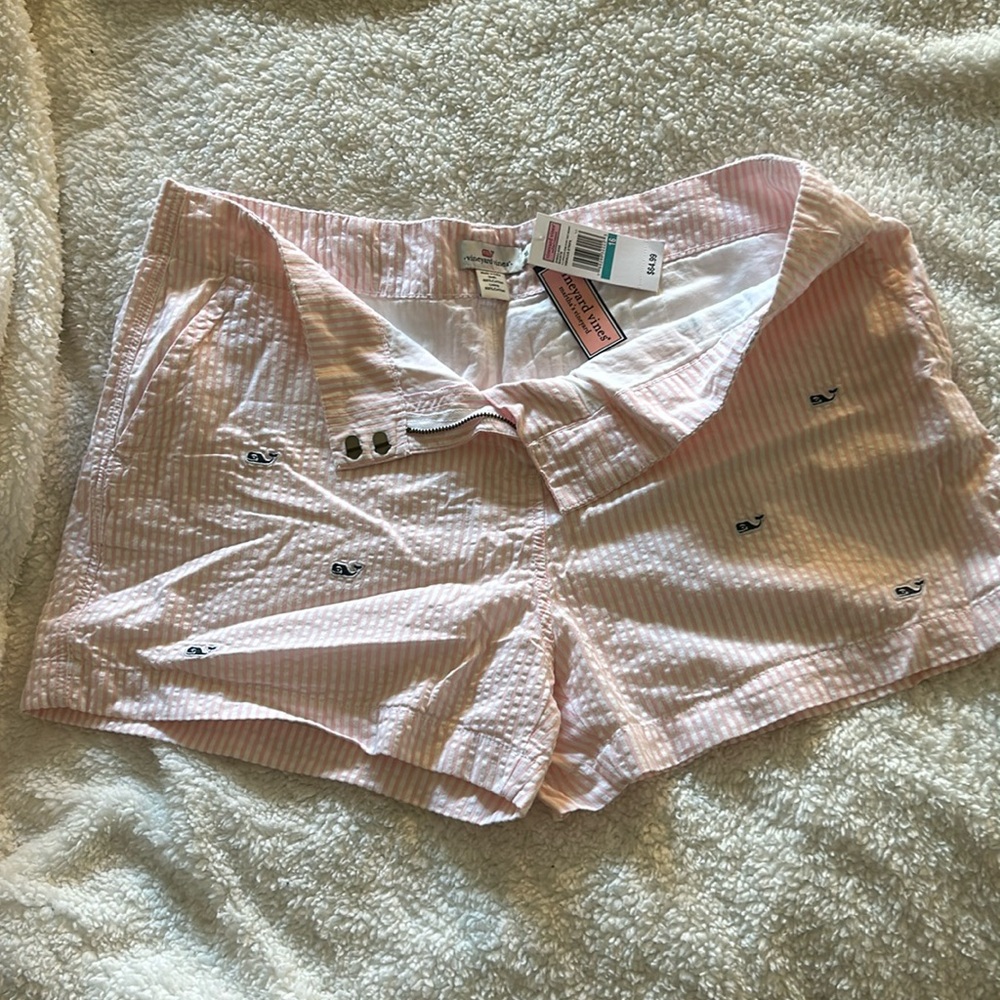 Vineyard Vines NWT pink seersucker womens shorts size 16